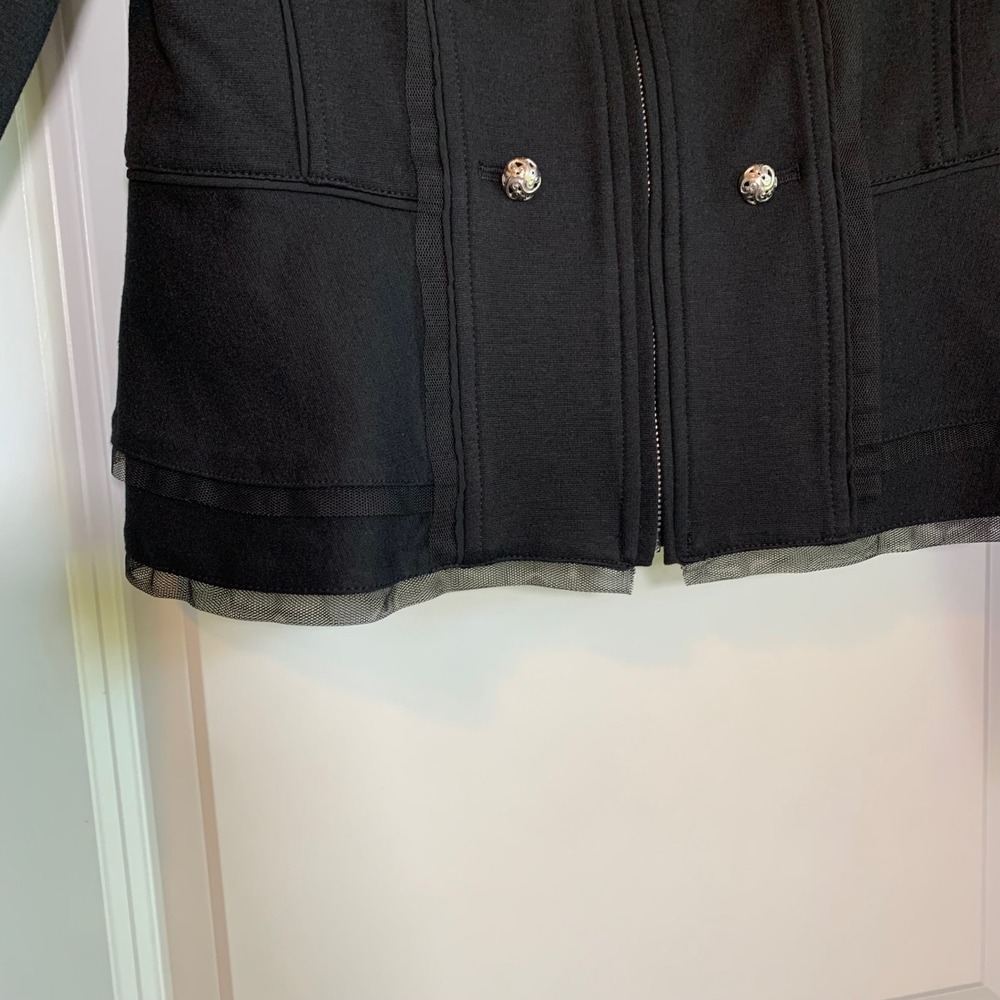 WHBM Military Peplum Jacket Mesh Trim Black Size 4 New $128 - Picture 4 of 10